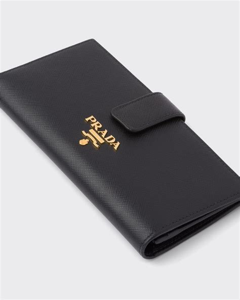 prada wallet triangle flap saffiano leather nero black|Black Large Saffiano Leather Wallet .